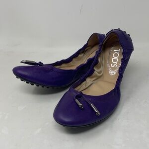 Tod’s Purple Leather Ballerina Ballet Flats, 8.5